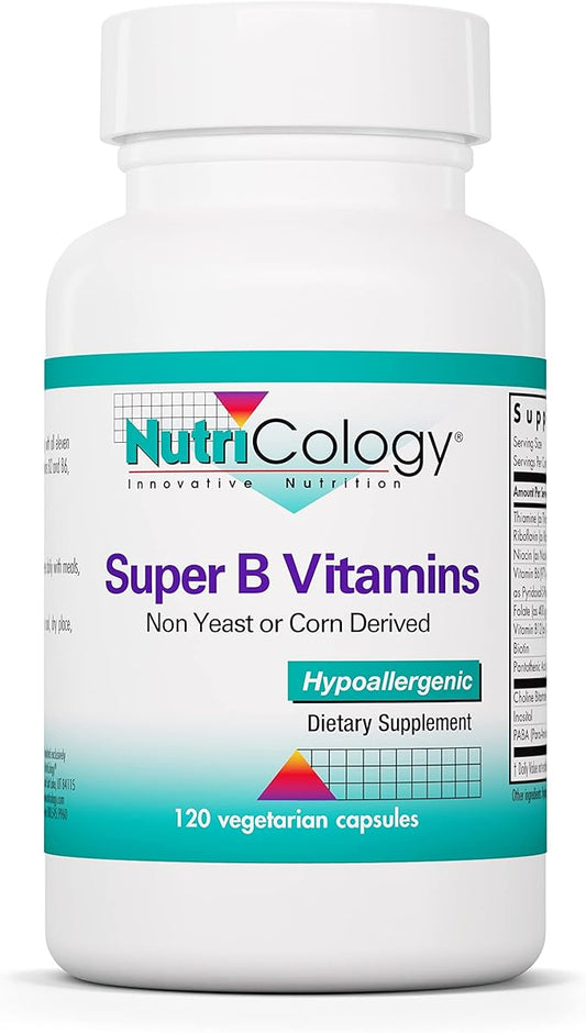 Nutricology Super Vitamin B Complex B12, Vitamin B6, Vegetarian 120 Count