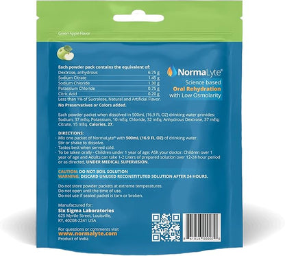 NormaLyte Oral Rehydration Salts-Helps Dietary Management of POTS Syndrome Symptoms- 1 Pouches -30 Sticks (Yields 500mL per Pack)-Apple| Energy Supplements, Potassium Supplement, Dehydration Recovery