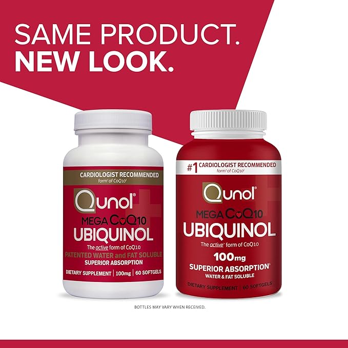 Qunol Ubiquinol CoQ10 100mg Softgels, Mega 100mg - Q10 for 4 Month 60 Count 2)