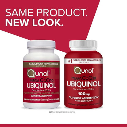Qunol Ubiquinol CoQ10 100mg Softgels, Mega 100mg - Q10 for 4 Month 60 Count 2)
