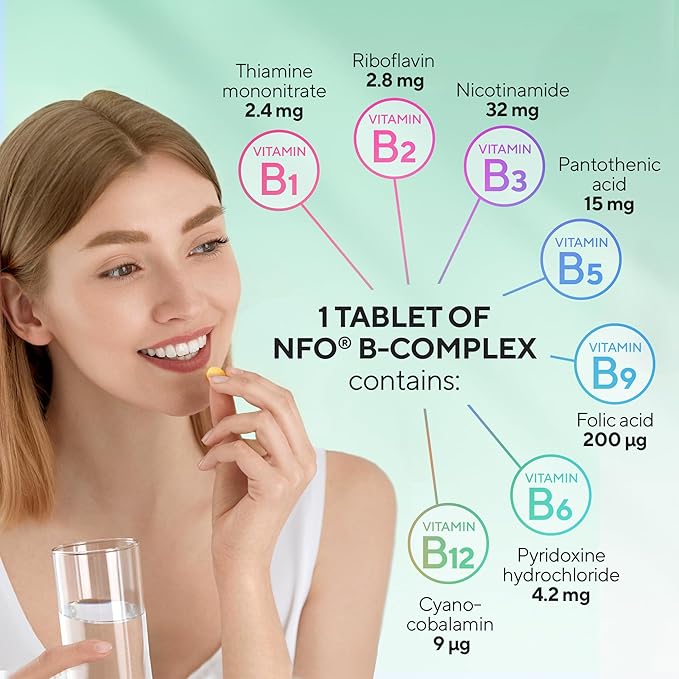 Vitamin B Complex [90 Tablets] Norwegian B1, B2, B2, B3, B3, B5, B5, B6, B6, B9, B9, B12 B12 for