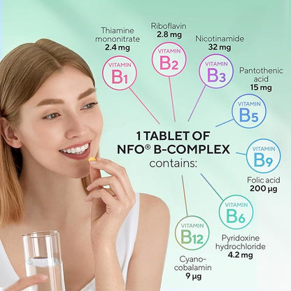 Vitamin B Complex [90 Tablets] Norwegian B1, B2, B2, B3, B3, B5, B5, B6, B6, B9, B9, B12 B12 for