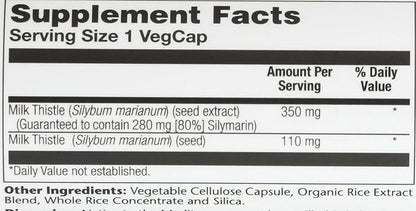 SOLARAY Milk Thistle Seed Extract 350 80% Silymarin, 60 Day 30 Servings, 30 VegCaps