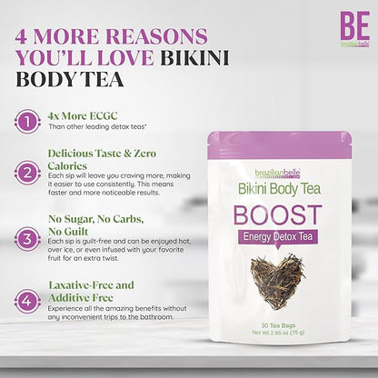Bikini Body Slimming Detox Tea - Laxative-Free Colon Cleanse Tea to Support a Healthy Weight - Gentle Cleansing Detox Tea for Belly Bloating Relief. All Natural Herbal Tea Blend (30 ct)