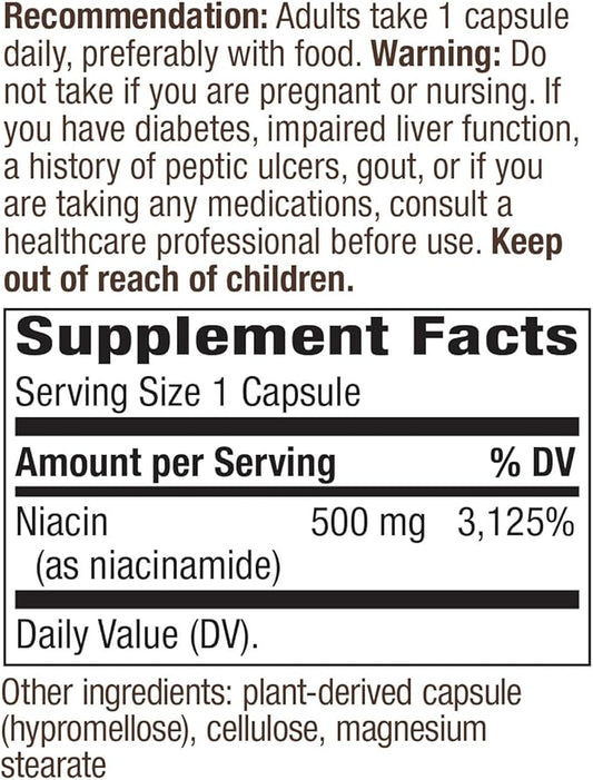 Nature's Way Niacinamide, Supports Cellular Energy*, 500mg per 100 Capsules