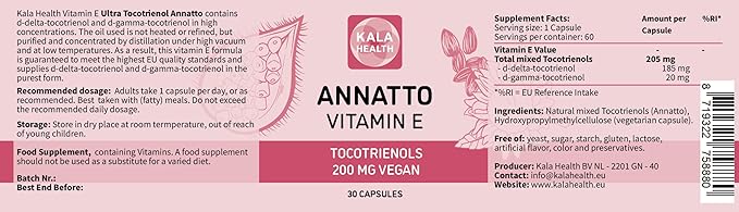 Kala Health Annatto Tocotrienols Vegan Vitamin 200mg - (30)