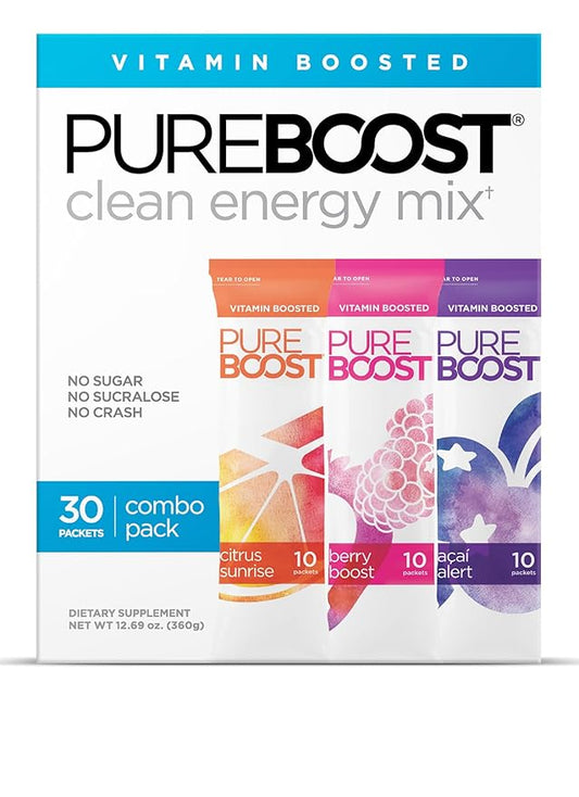 Pureboost Clean Energy Booster, Refreshing Energy B12 Vitamins, 30 Count)