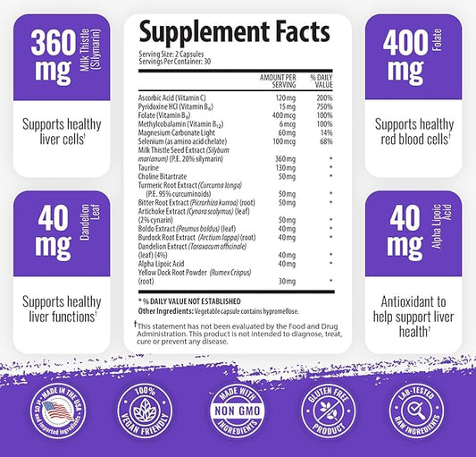 1 Body Liver Support: Twin Pack 60 Capsules
