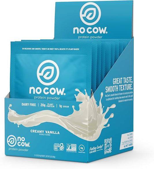 No Cow Vegan Protein Powder, Vanilla, 20g Plant 10 Count