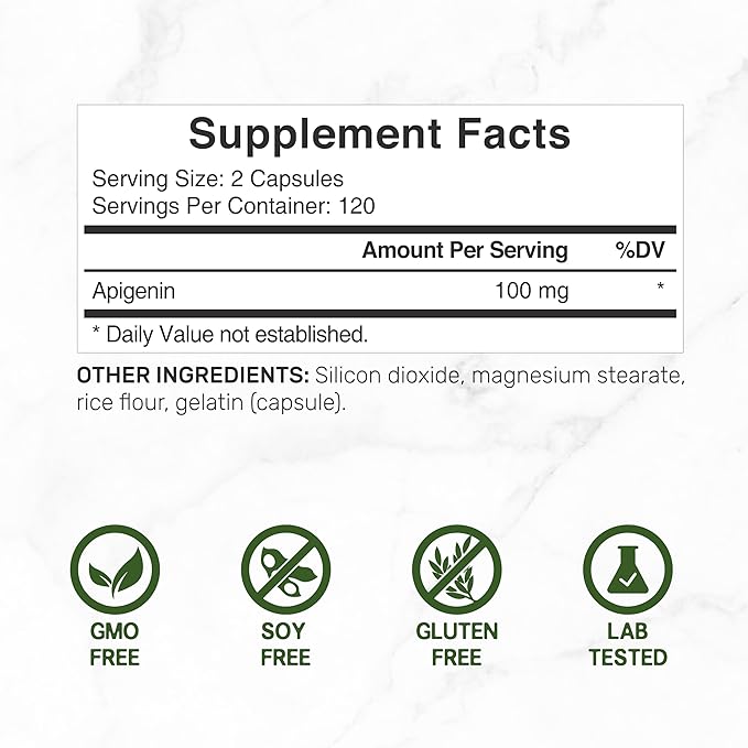 Apigenin, 100mg Per Serving, 240 Capsules