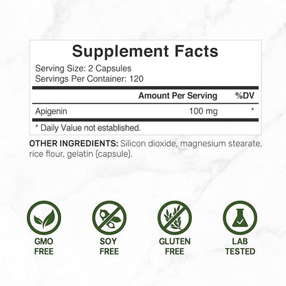 Apigenin, 100mg Per Serving, 240 Capsules