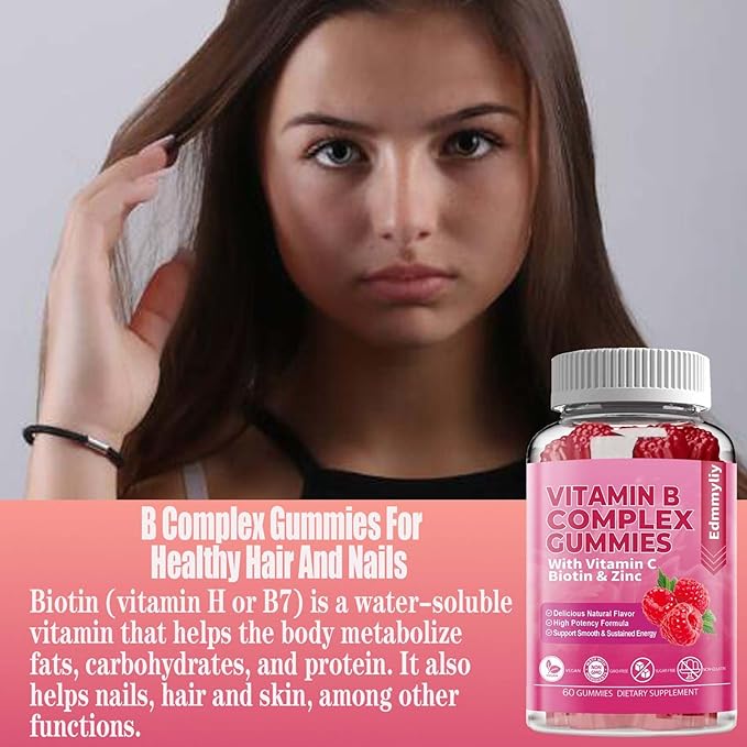 Vitamin B Complex Vegan Gummies B3, B6, B6, Biotin, B9 Folate, B12 with