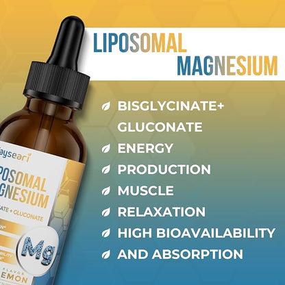 High Strength Liposomal Magnesium Drops, Easily 60ML Lemon