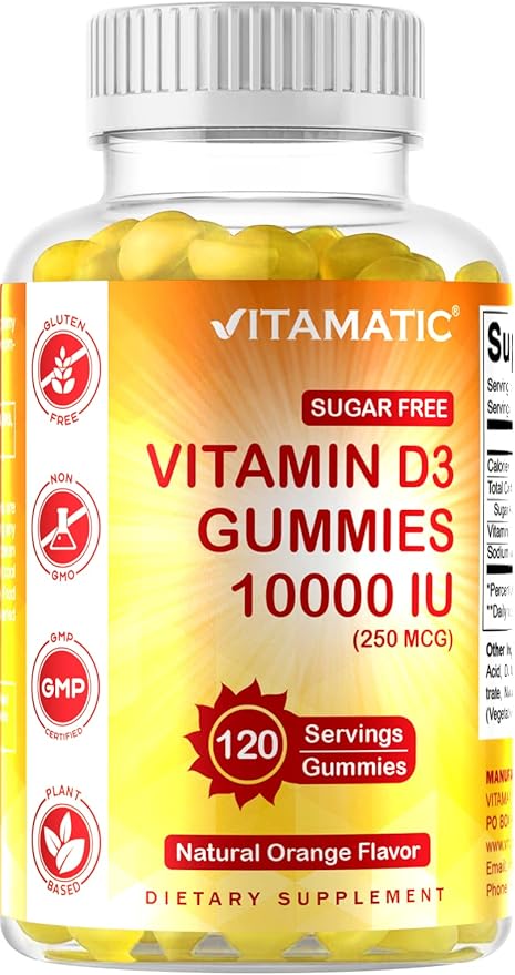 Vitamatic Sugar Free Vitamin D3 10000 IU 120 Pectin 120 Servings