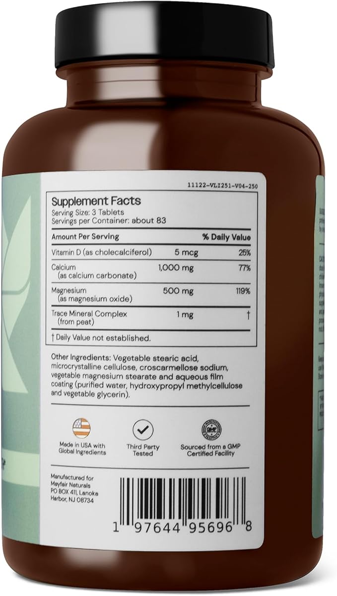 Calcium Magnesium and Vitamin D Complex (2 Pack), 250 Tablets (500 Total),