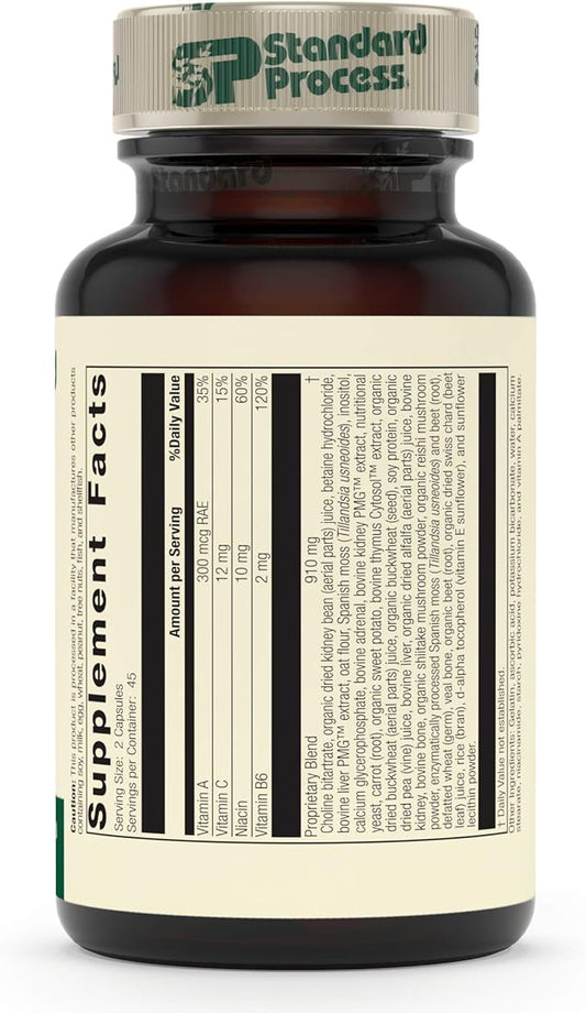 Standard Process Albaplex - Immune Support, Kidney Support, and Liver Support with Vitamin A, Vitamin C, Niacin, Vitamin B6, Oat Flour, Spanish Moss - 90 Capsules