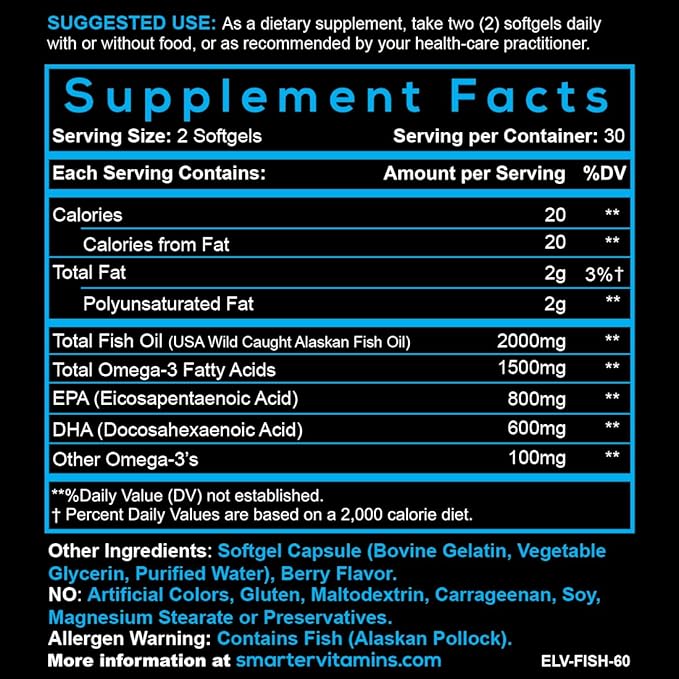 (2 Pack) Smarter Omega 3 Fish 2000mg, Potent OMEGA3, Joint
