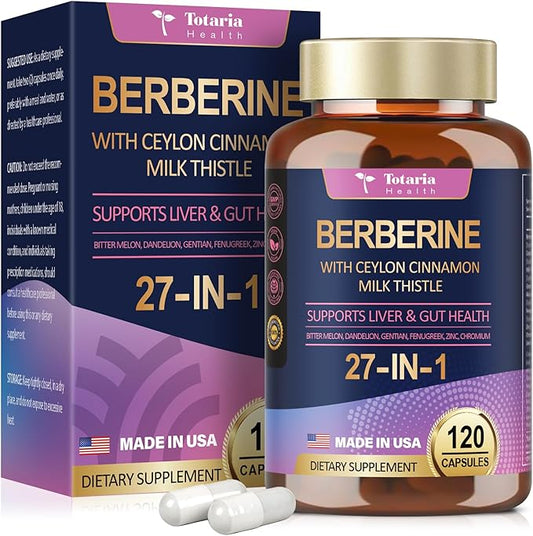 27-in-1 Berberine Supplement with Ceylon Cinnamon, 6000mg - 120 Caps