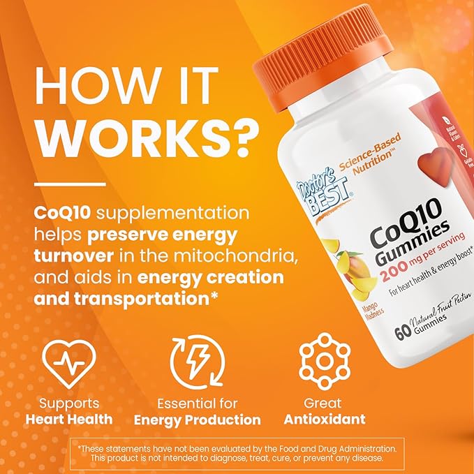 Doctor's Best CoQ10 Gummies 200 Mg, Q10 (Ubiquinone), 60 Ct