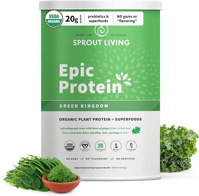 Sprout Living Epic Protein, Plant Based 20 Grams (2 Pound, 24 Servings)