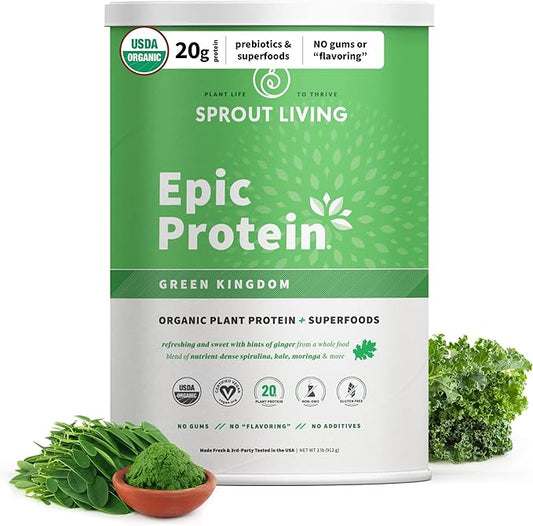 Sprout Living Epic Protein, Plant Based 20 Grams (2 Pound, 24 Servings)