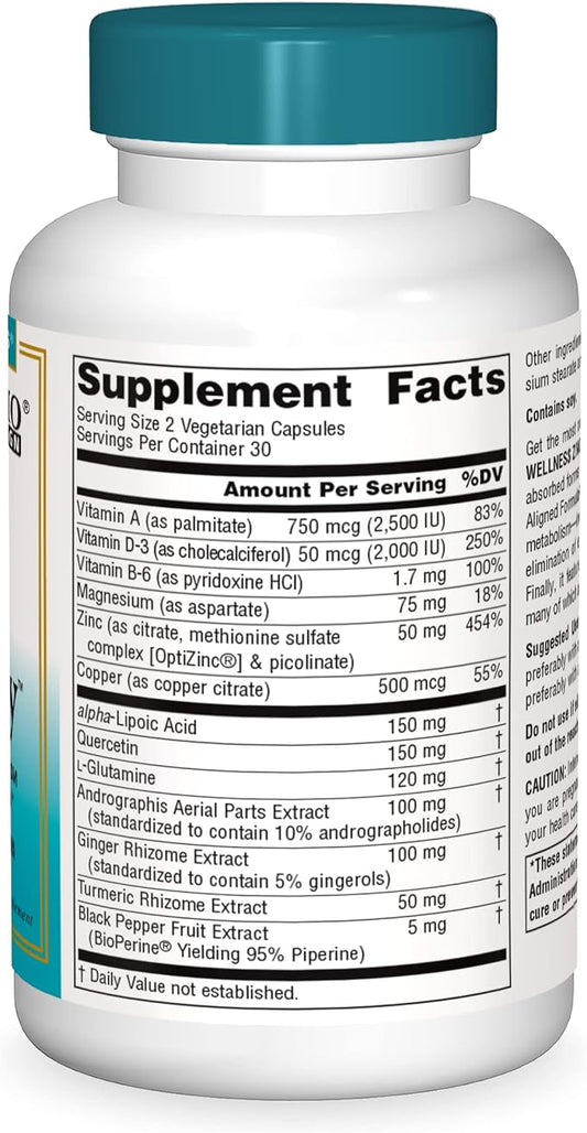 Source Naturals Wellness ZincMunity, Supports Zinc 50 mg 60 Vegetarian