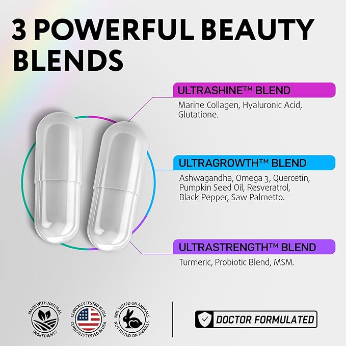 Biotin Vitamins for Hair Skin and D3, C* 120PCS