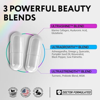 Biotin Vitamins for Hair Skin and D3, C* 120PCS