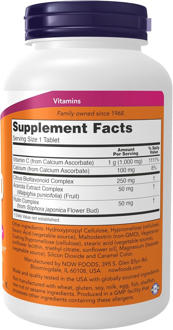 NOW Supplements, Vitamin C-1000 Complex 250 mg 180 Tablets
