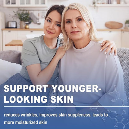 Hyaluronic Acid Supplements - Advanced Skin Hydration & Joint Support with 250 mg Hyaluronic Acid, Vitamin C, Collagen, and 10000 mcg Biotin - Anti-Aging, Skin, Supplement - 60 Vegan Capsules