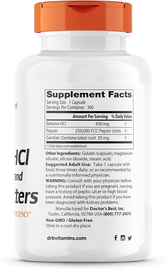 Doctor's Best Betaine HCI Pepsin & 360 Count 1)