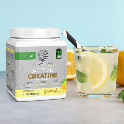Creatine Monohydrate Powder Micronized PreWorkout Recovery Supplement | Support Muscle Building Strength Training Cognition | Vegan & Keto Friendly, Easily Mixes (50 Servings) Lemonade Active Creatine
