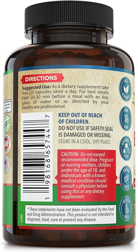 Berberine Supplement - Premium Berberine 1200mg 60 Berberine