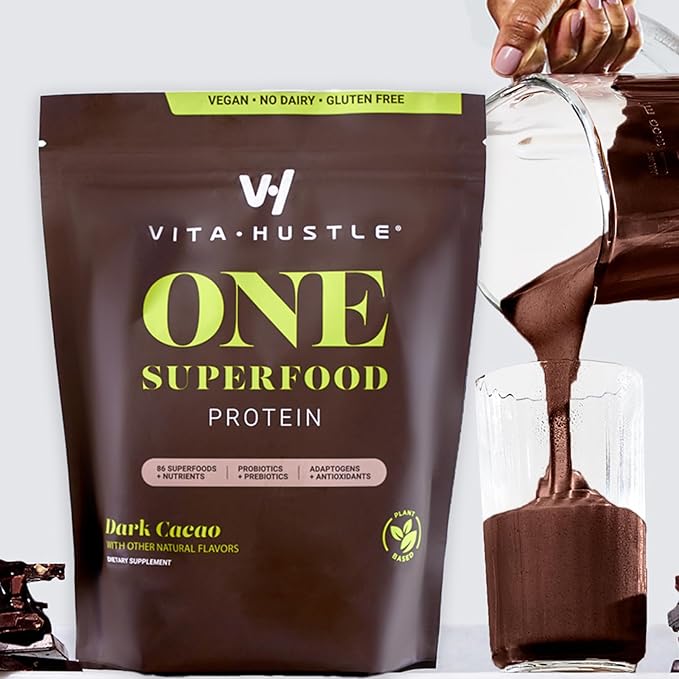 VitaHustle ONE Superfood Protein All-in-One Nutrition 20g Chocolate 86 Superfoods, 15 Servings