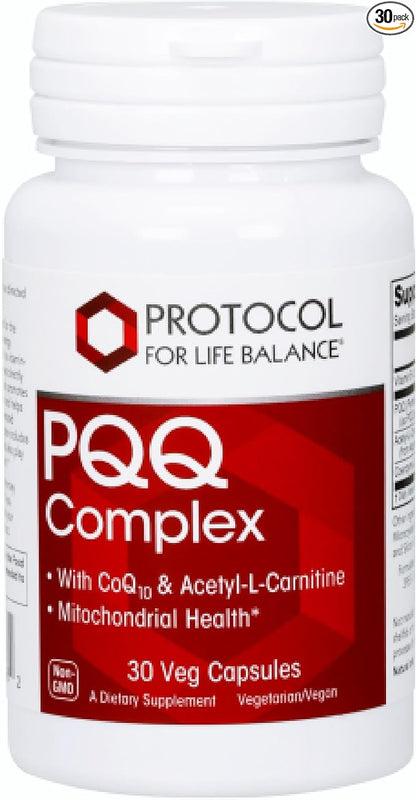 Protocol PQQ Complex - Mitochondrial Health* - with CoQ10 & L Carnitine - B Vitamin - Supplements for Energy* - 30 Veg Caps