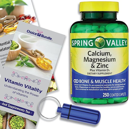 Spring Valley Calcium, Magnesium & Zinc D3 Coated 250 Ct (3 Items)!