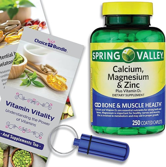 Spring Valley Calcium, Magnesium & Zinc D3 Coated 250 Ct (3 Items)!