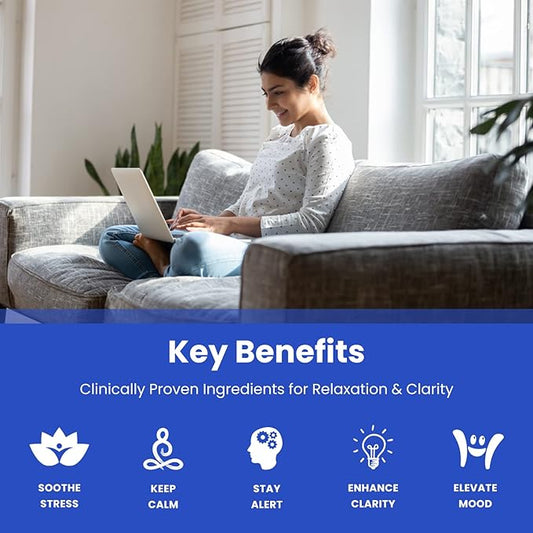 Calm Gummies | Stress Gummies Supplement with Ashwagandha, L-Theanine, GABA, Vitamin B6 & Lemon Balm | Supports Mood, Focus & Stress Relief | Vegan & Non-GMO | Natural Berry | 90 Gummies