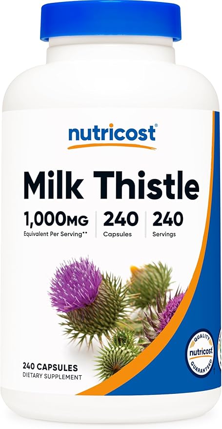 Nutricost Milk Thistle 250mg (1000mg Equivalent), 240 Vegetarian 4:1 Extract