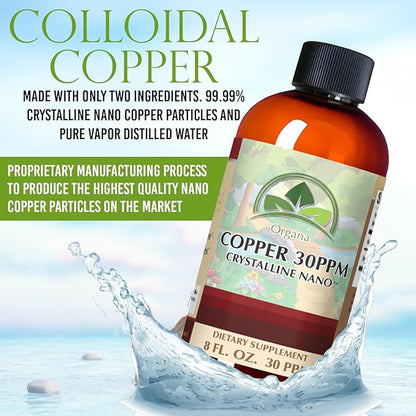 Organa Pure Crystalline Liquid Copper Supplement - 30 PPM - High Absorption Copper