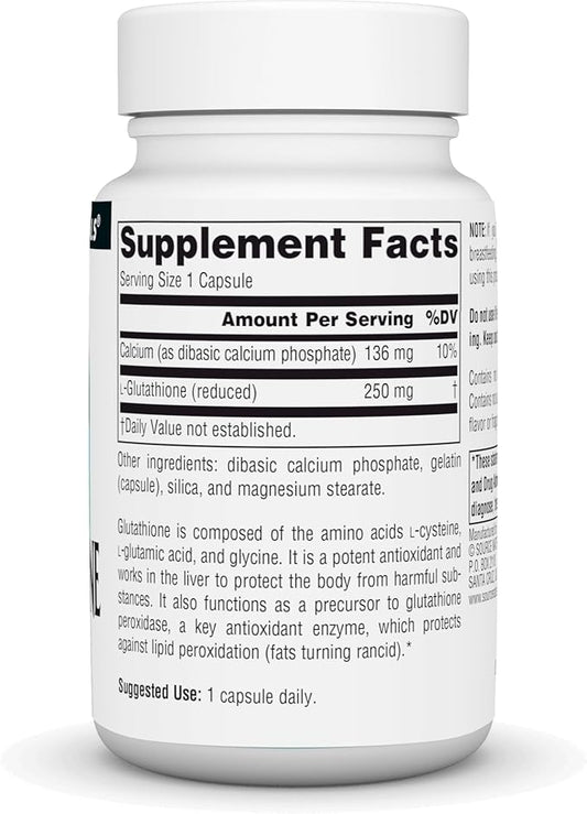 Source Naturals Glutathione, Supplement for Liver 250mg - 30 Capsules