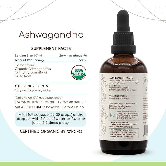 Ashwagandha B120 USDA Organic Tincture (4 oz)