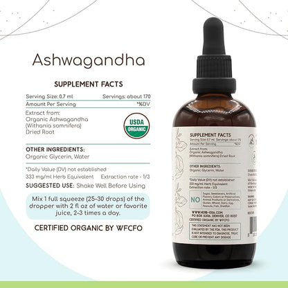 Ashwagandha B120 USDA Organic Tincture (4 oz)