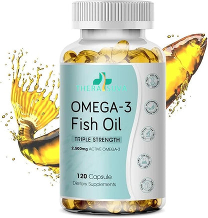 Triple Strength Wild Alaskan Omega-3 2500mg 1,300mg + 1,200mg, Supplement 120 Softgels 60 Day