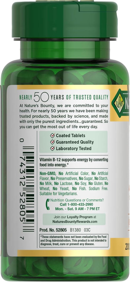 Nature's Bounty Vitamin B12, Supports Energy 1000mcg, 200 200 Ct