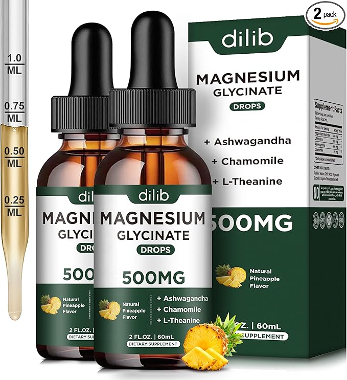 (2 Pack) Magnesium Glycinate Supplement, Magnesium 500mg Ashwagandha,