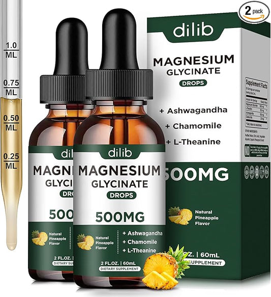 (2 Pack) Magnesium Glycinate Supplement, Magnesium 500mg Ashwagandha,