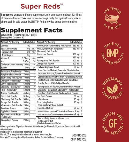 Purity Products Super Reds Powder Phytonutrient 330 Grams 30 Day