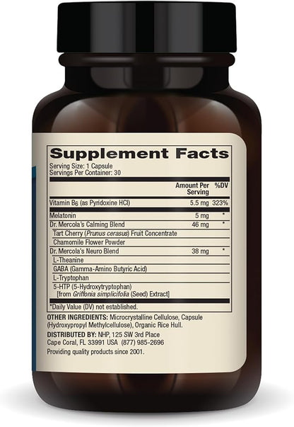 Dr. Mercola Sleep Support with Melatonin, 5 mg 30 Servings (30 Capsules),