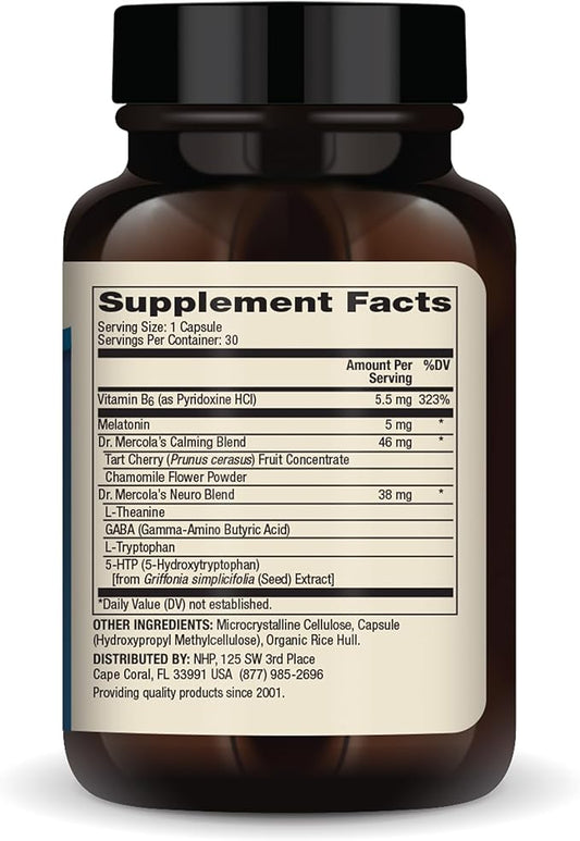Dr. Mercola Sleep Support with Melatonin, 5 mg 30 Servings (30 Capsules),
